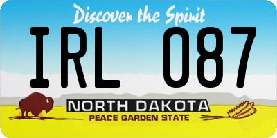 ND license plate IRL087