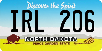 ND license plate IRL206