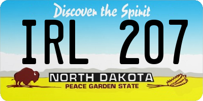ND license plate IRL207