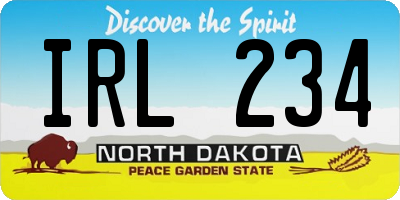 ND license plate IRL234