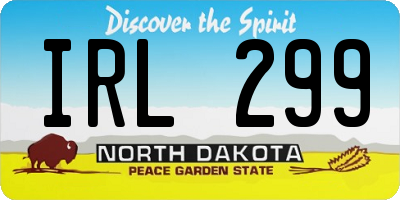 ND license plate IRL299