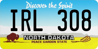 ND license plate IRL308
