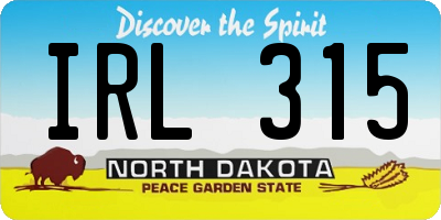 ND license plate IRL315