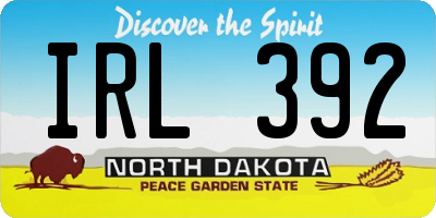 ND license plate IRL392