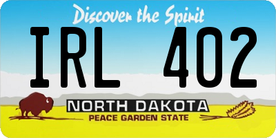 ND license plate IRL402