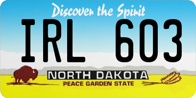 ND license plate IRL603
