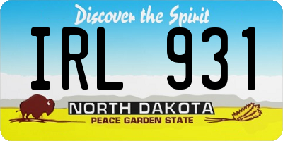 ND license plate IRL931