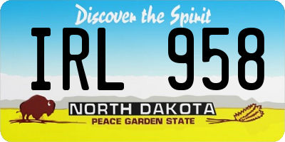 ND license plate IRL958