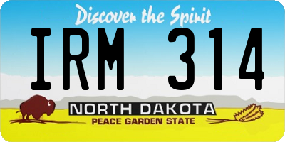 ND license plate IRM314