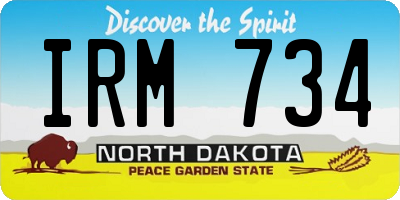 ND license plate IRM734