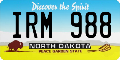 ND license plate IRM988
