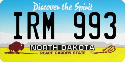 ND license plate IRM993