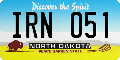 ND license plate IRN051