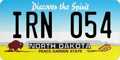 ND license plate IRN054