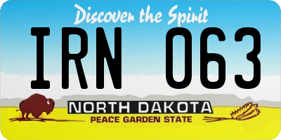 ND license plate IRN063