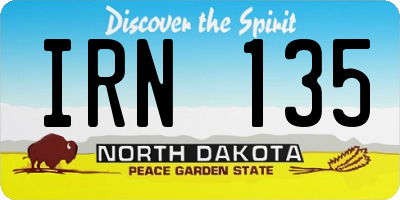 ND license plate IRN135