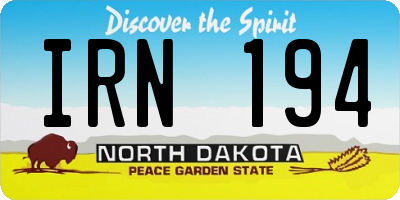 ND license plate IRN194