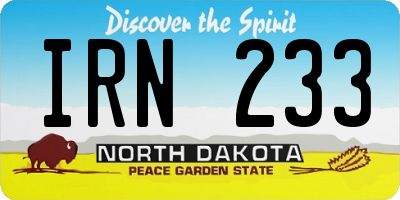 ND license plate IRN233