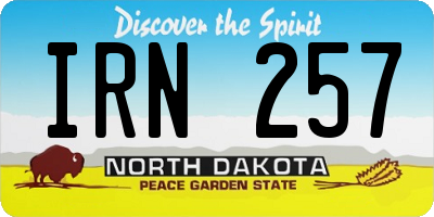 ND license plate IRN257