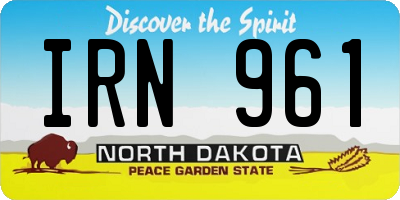 ND license plate IRN961