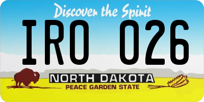 ND license plate IRO026