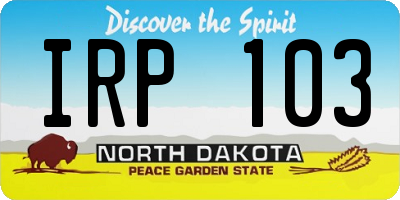 ND license plate IRP103