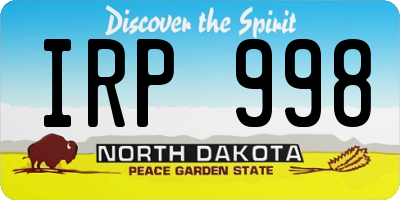 ND license plate IRP998
