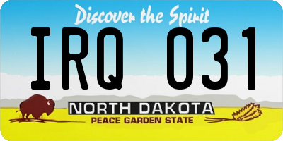 ND license plate IRQ031