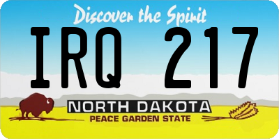 ND license plate IRQ217