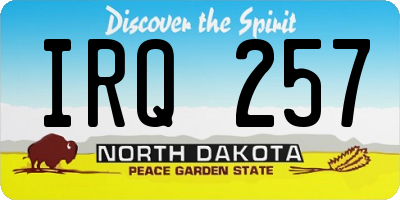 ND license plate IRQ257