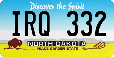 ND license plate IRQ332