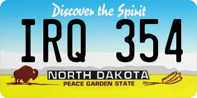 ND license plate IRQ354