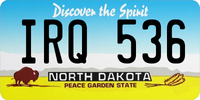 ND license plate IRQ536