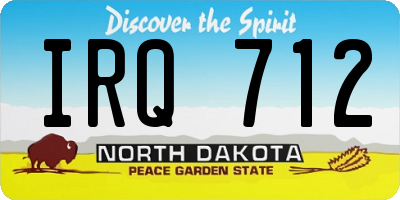 ND license plate IRQ712