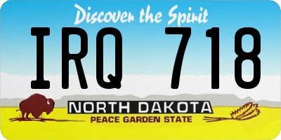 ND license plate IRQ718