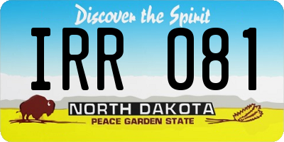 ND license plate IRR081