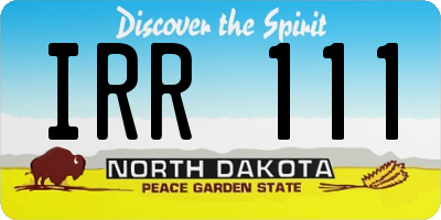 ND license plate IRR111