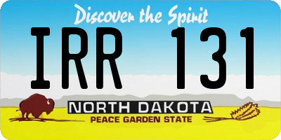 ND license plate IRR131