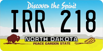 ND license plate IRR218