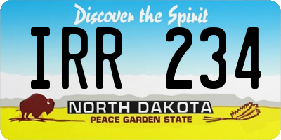 ND license plate IRR234