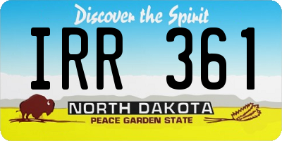 ND license plate IRR361