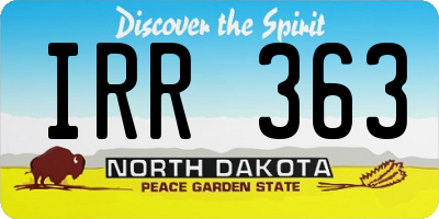 ND license plate IRR363