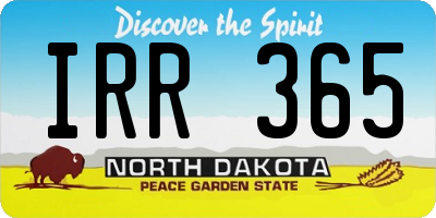 ND license plate IRR365