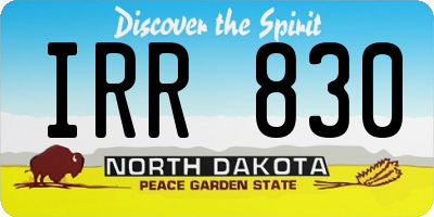 ND license plate IRR830