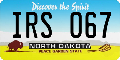ND license plate IRS067