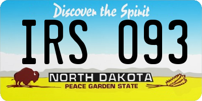 ND license plate IRS093