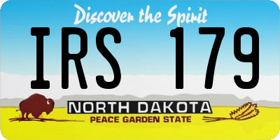 ND license plate IRS179