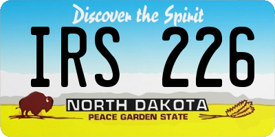 ND license plate IRS226