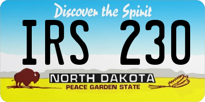 ND license plate IRS230