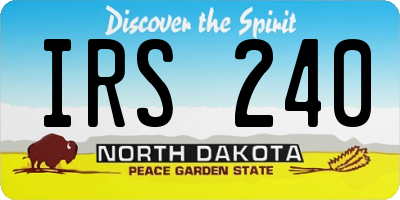 ND license plate IRS240